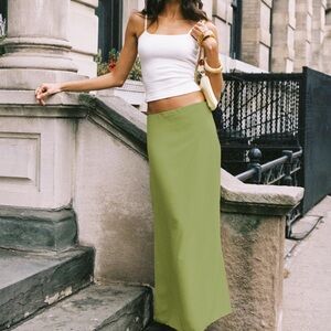 Elegant Olive Green Maxi Skirt